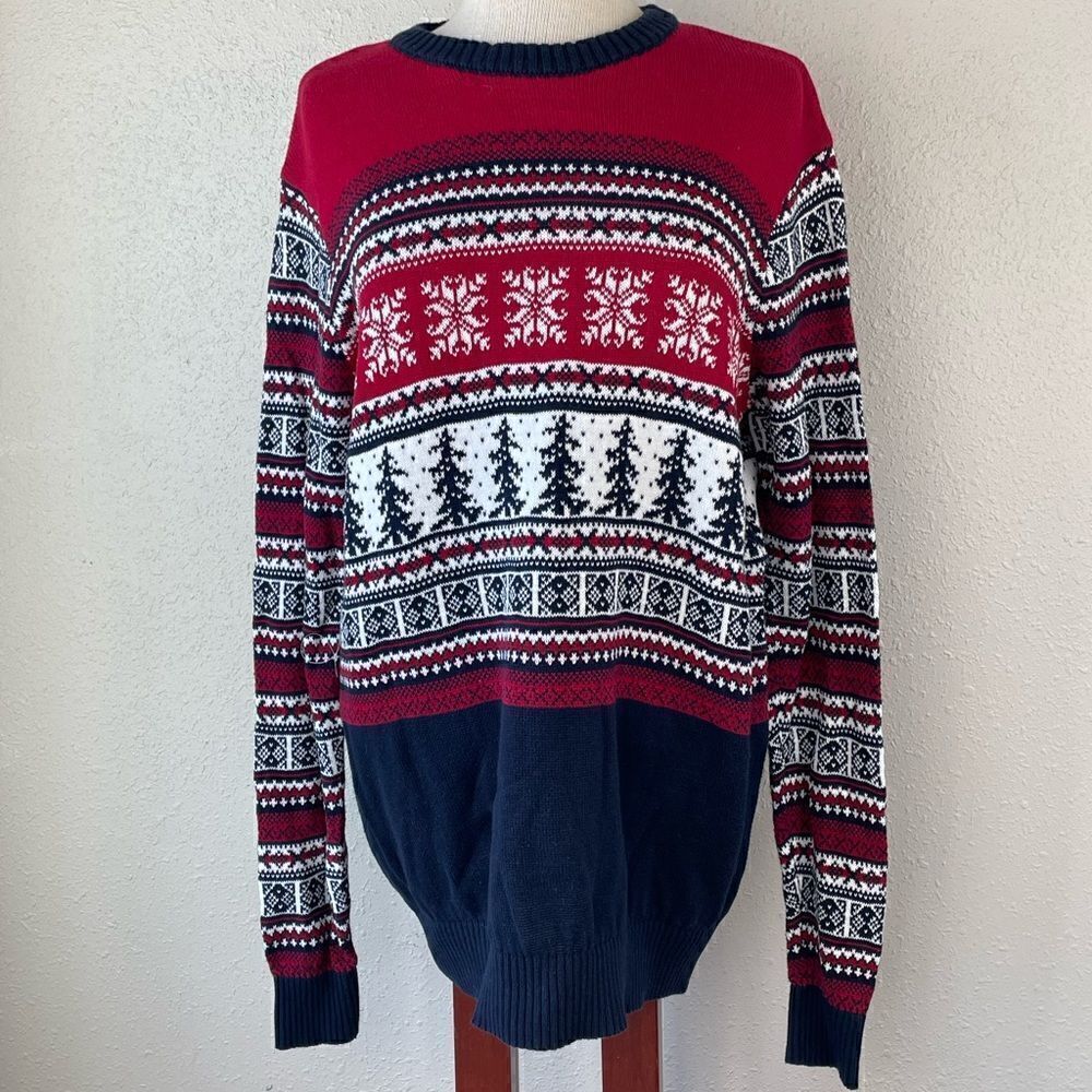EUC Aspen Mens Red and Black Christmas Sweater Size M